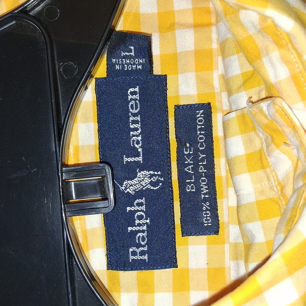 Ralph Lauren "Polo" Sz Large L/S Yellow Casual Button Down "Blake" Shirt - Picture 3 of 4